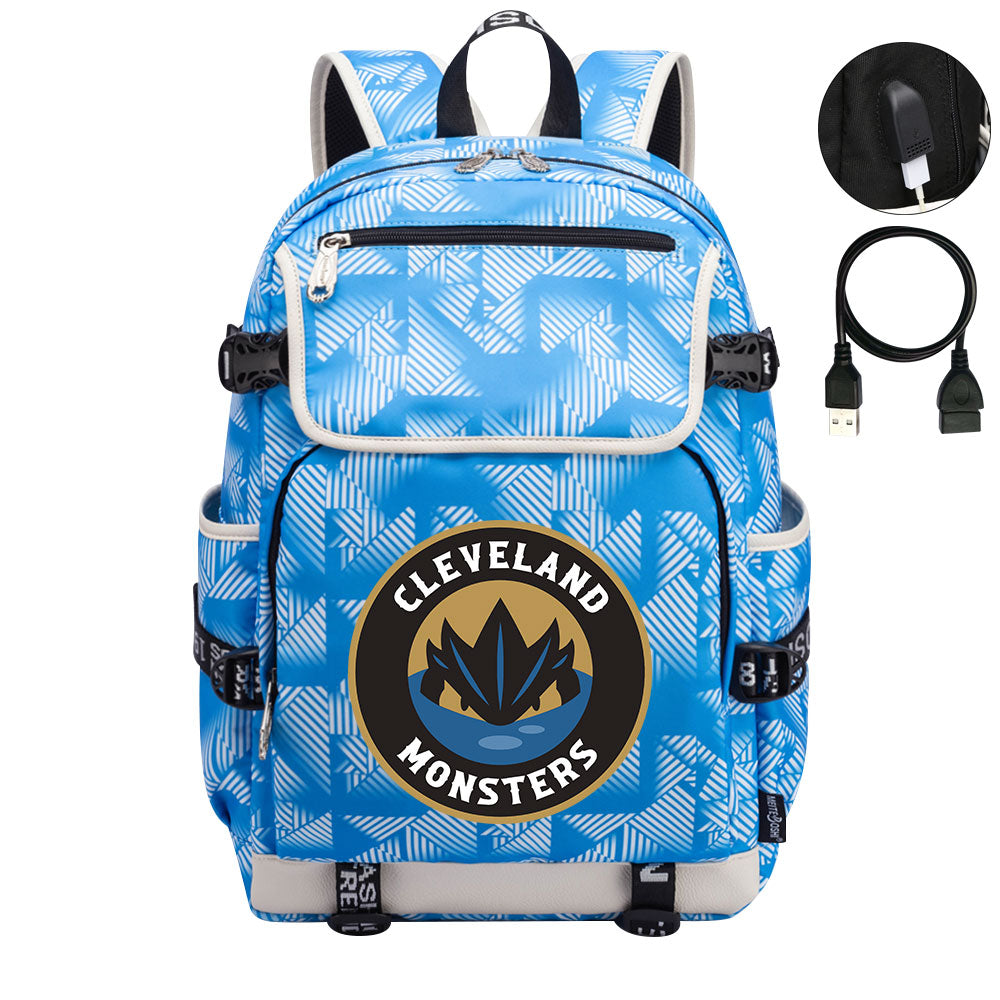 Cleveland Monsters Hockey League Backpack School Notebook Travel Bag