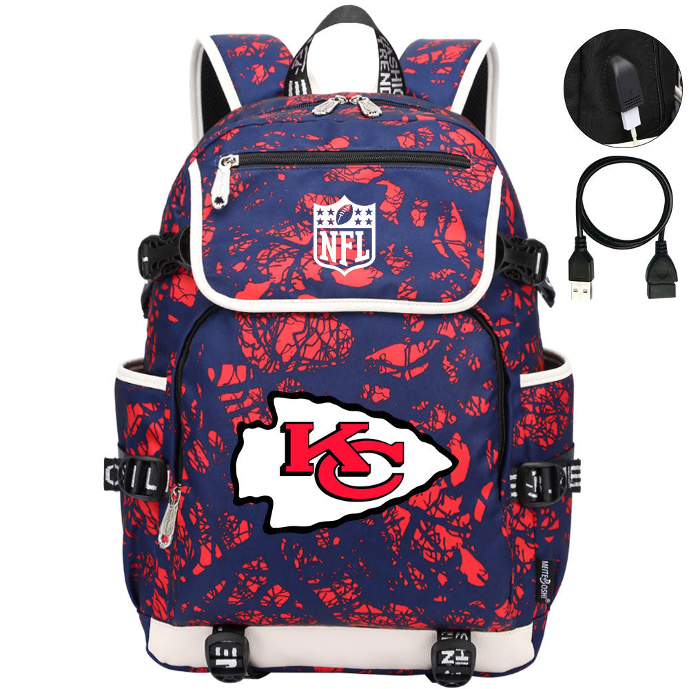 Kansas City Chiefs Football Rugby Backpack School Notebook Travel Bags