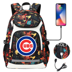 Chicago Cubs Backpack School Notebook Travel Bags With USB
