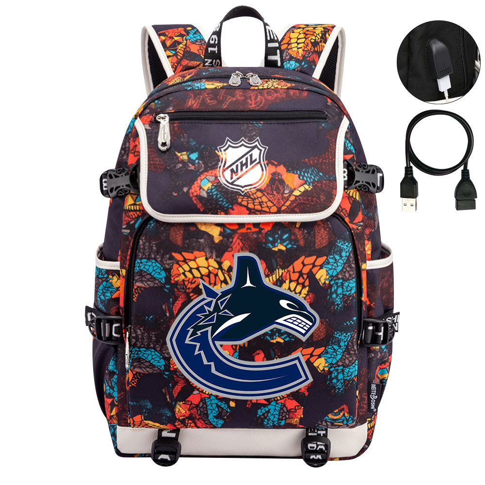 Vancouver Canucks Hockey League Backpack School Notebook Travel Bag