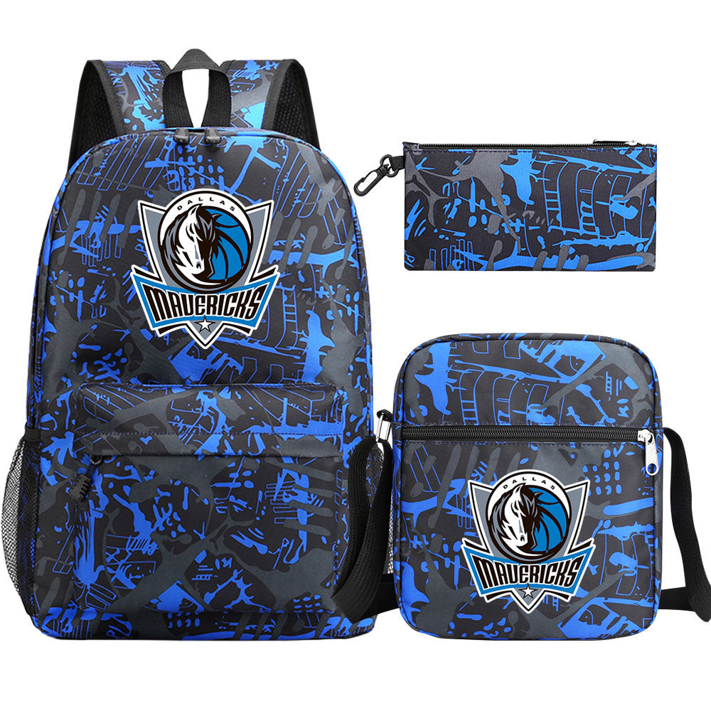 Dallas Mavericks Basketball School Backpack Shoulder Bag Pencil Bags 3pcs Set
