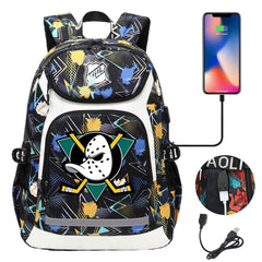 Anaheim Ducks Hockey League Backpack School Notebook Travel Bags With USB