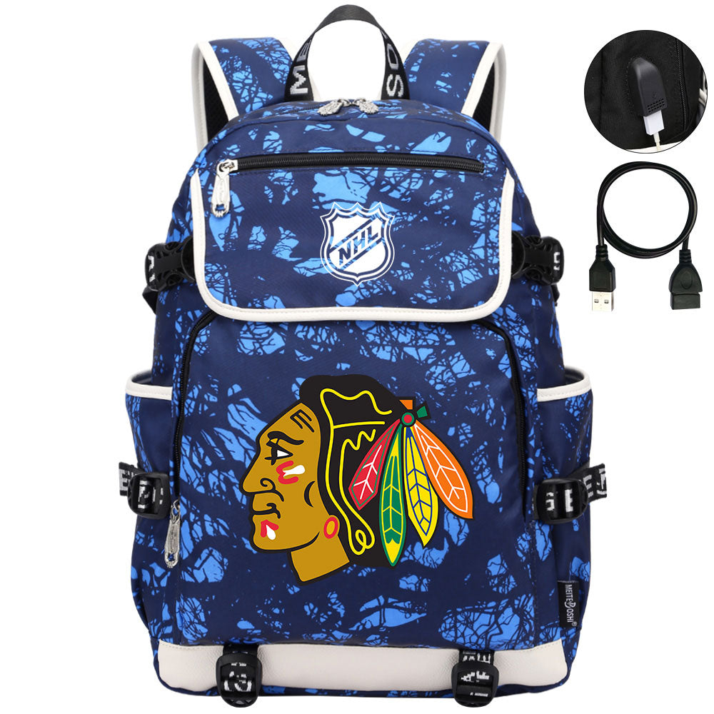 Chicago Blackhawks Hockey League Backpack School Notebook Travel Bag