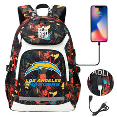 Los Angeles Chargers Football Rugby Backpack School Notebook Travel Bags With USB