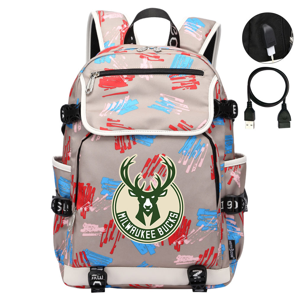 Milwaukee Bucks Backpack School Notebook Travel Bags