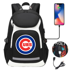 Chicago Cubs Backpack School Notebook Travel Bags With USB