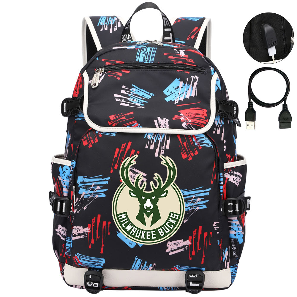 Milwaukee Bucks Backpack School Notebook Travel Bags