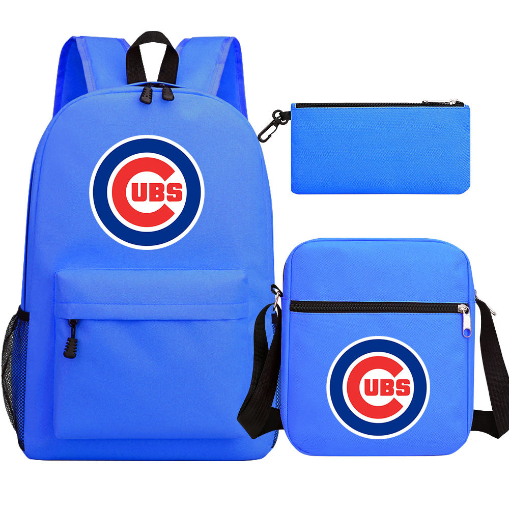 Chicago Cubs Baseball School Backpack Shoulder Bag Pencil Bags 3pcs Set