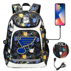 St Louis Blues Hockey League Backpack School Notebook Travel Bags With USB