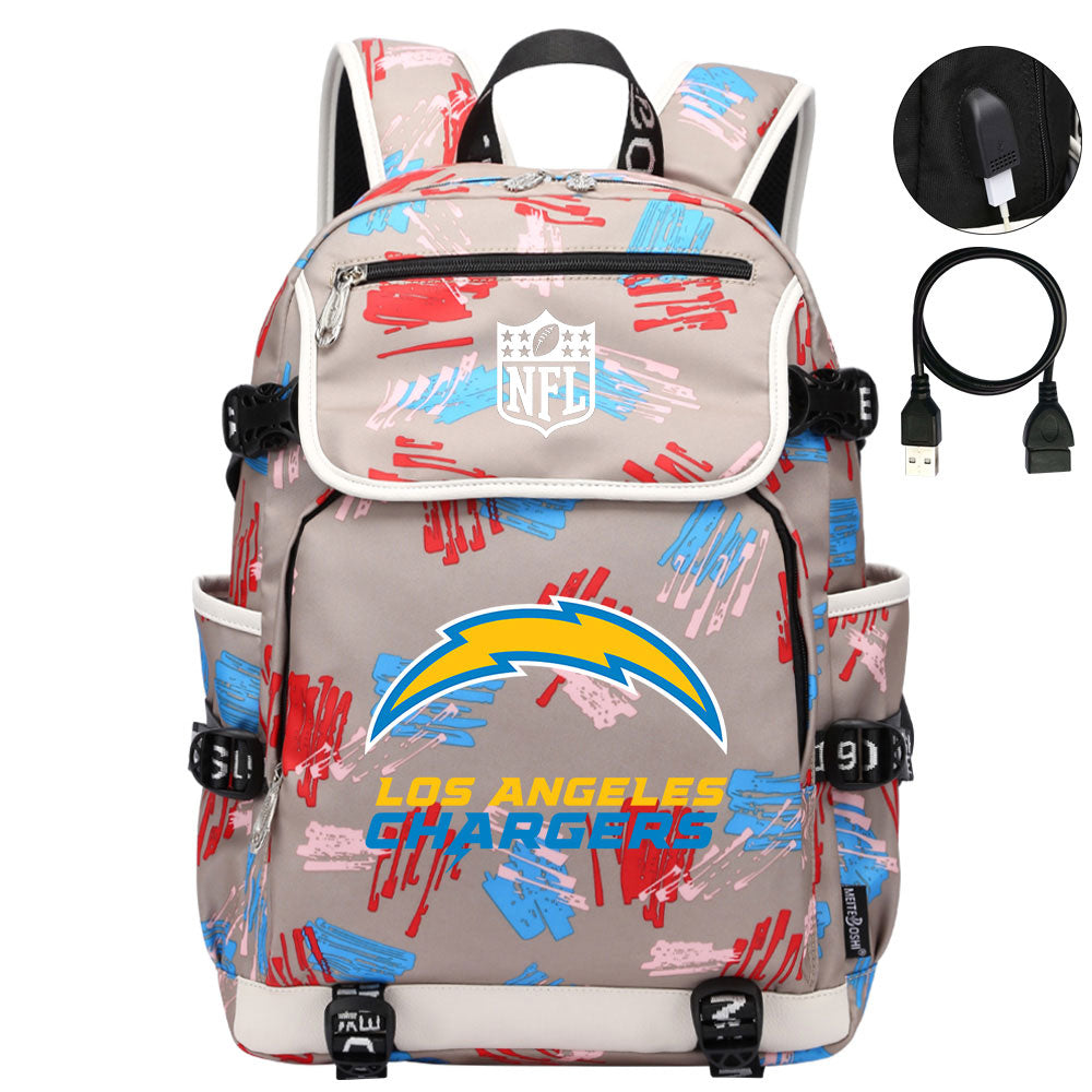 Los Angeles Chargers Football Rugby Backpack School Notebook Travel Bags
