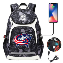 Columbus Blue Jackets Hockey League Backpack School Notebook Travel Bags With USB