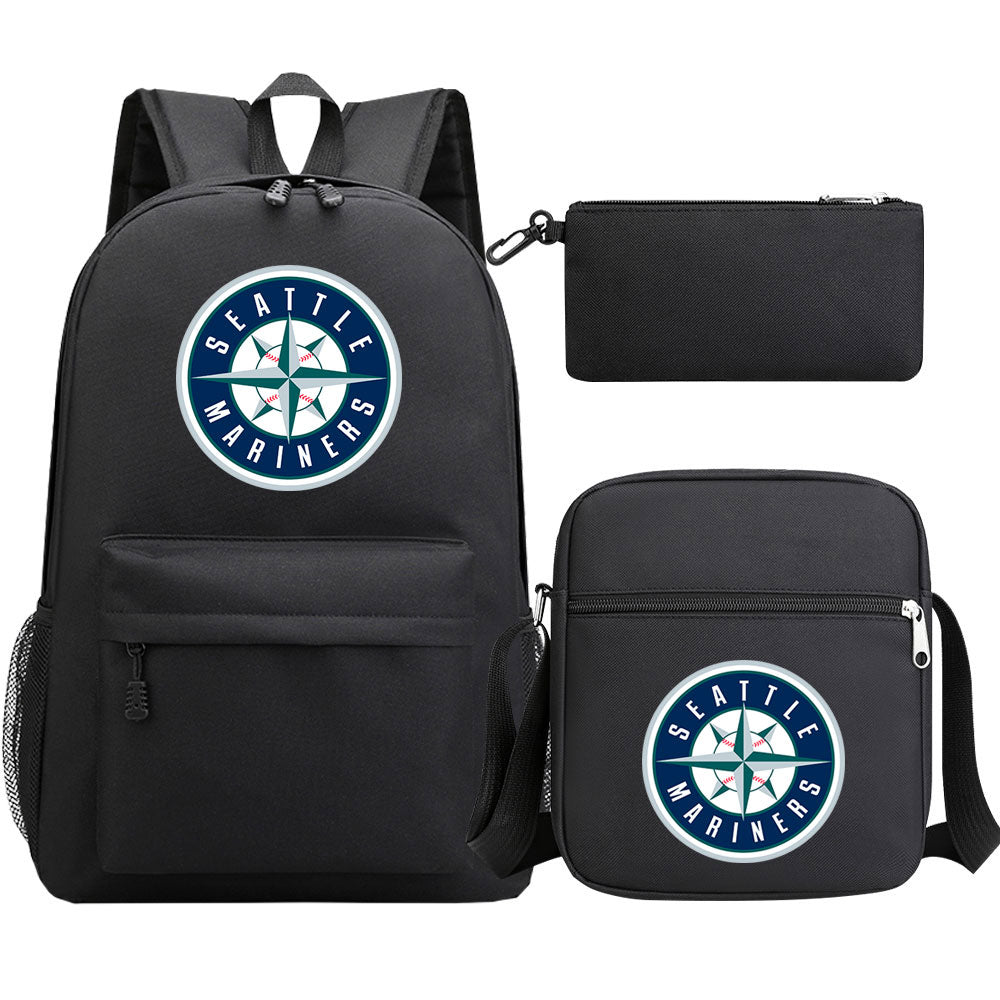 Seattle Mariners Baseball School Backpack Shoulder Bag Pencil Bags 3pcs Set