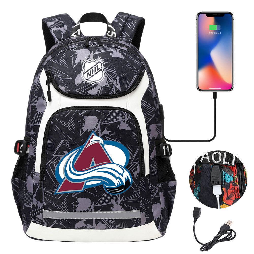 Colorado Avalanche Hockey League Backpack School Notebook Travel Bags With USB