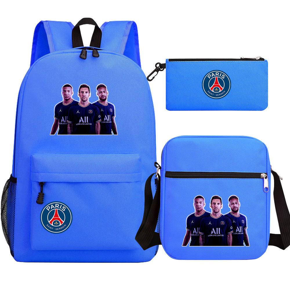 Mbappe Football Player Football Player School Backpack Shoulder Bag Pencil Bags 3pcs Set