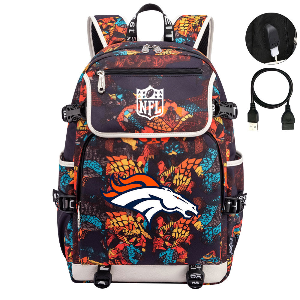 Denver Broncos Football Team Rugby Backpack School Notebook Travel Bag