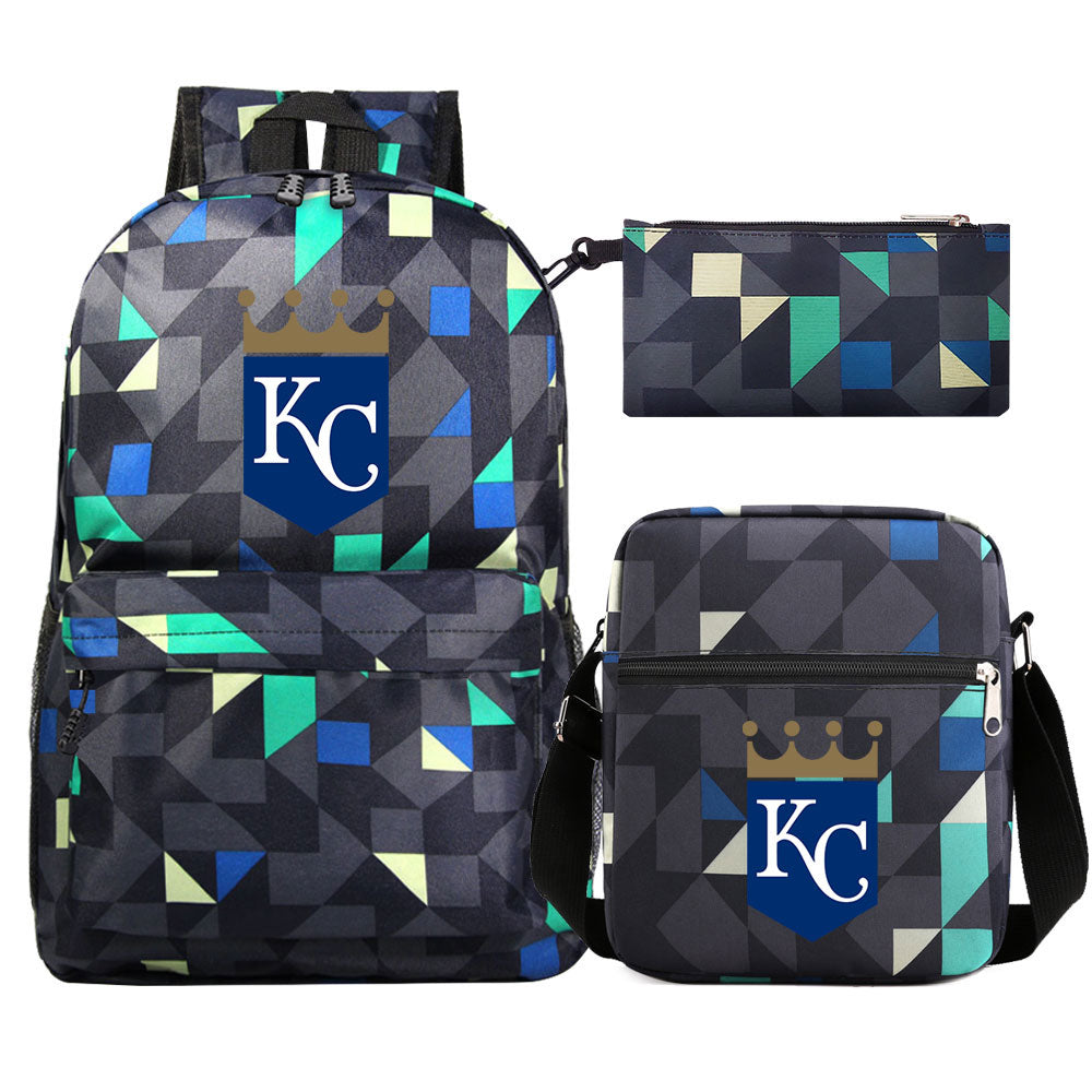 Kansas City Royals Baseball School Backpack Shoulder Bag Pencil Bags 3pcs Set