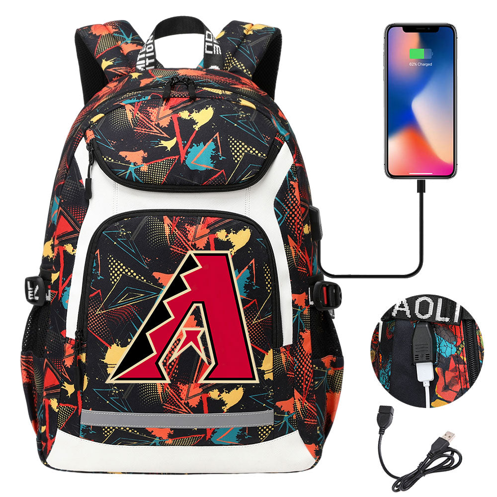 Arizona Diamondbacks Backpack School Notebook Travel Bags With USB