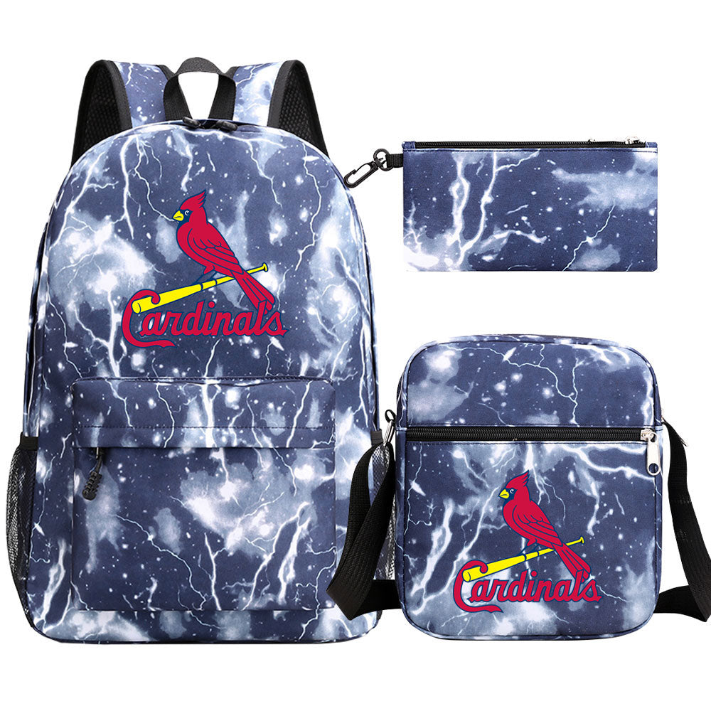 St Louis Cardinals Baseball School Backpack Shoulder Bag Pencil Bags 3pcs Set