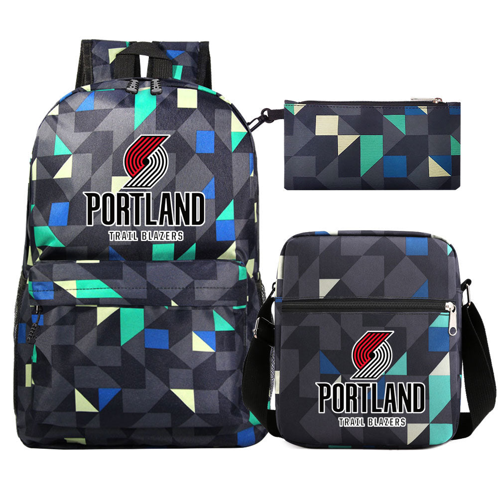 Portland Trail Blazers Basketball School Backpack Shoulder Bag Pencil Bags 3pcs Set