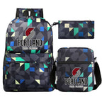 Portland Trail Blazers Basketball School Backpack Shoulder Bag Pencil Bags 3pcs Set