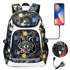 Chicago Wolves Hockey Backpack School Notebook Travel Bags With USB