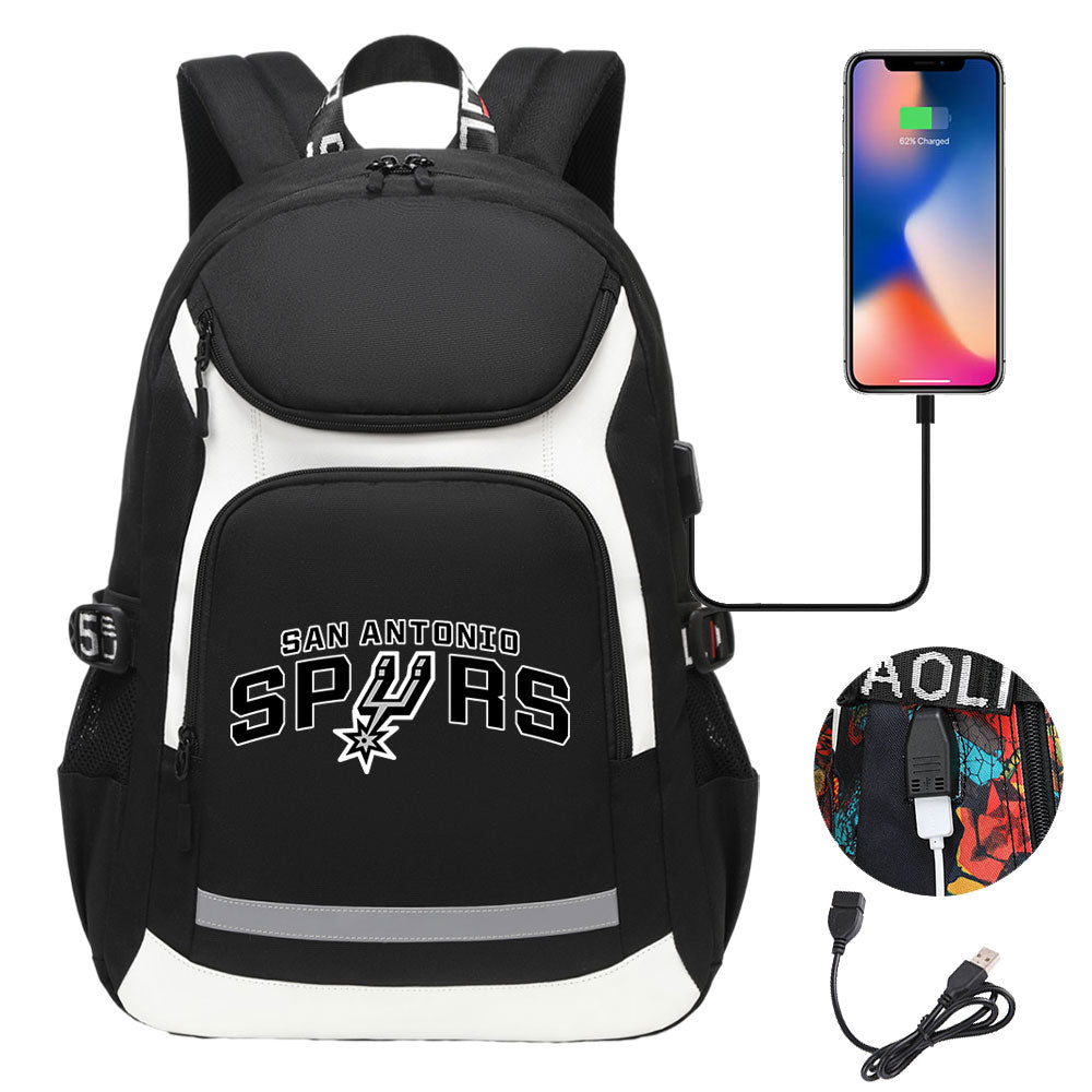 San Antonio Spurs Backpack School Notebook Travel Bags With USB