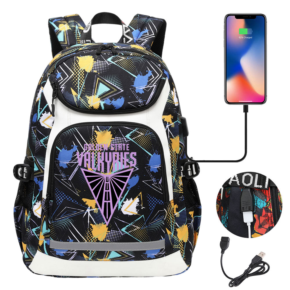 Golden State Valkyries Backpack School Notebook Travel Bags With USB