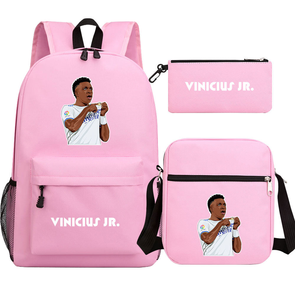 Vinicius Junior Football Player School Backpack Shoulder Bag Pencil Bags 3pcs Set