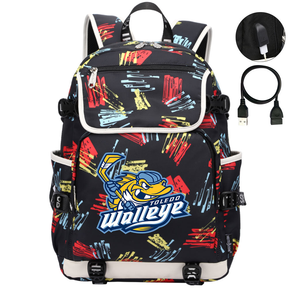 Toledo Walleye Hockey League Backpack School Notebook Travel Bag