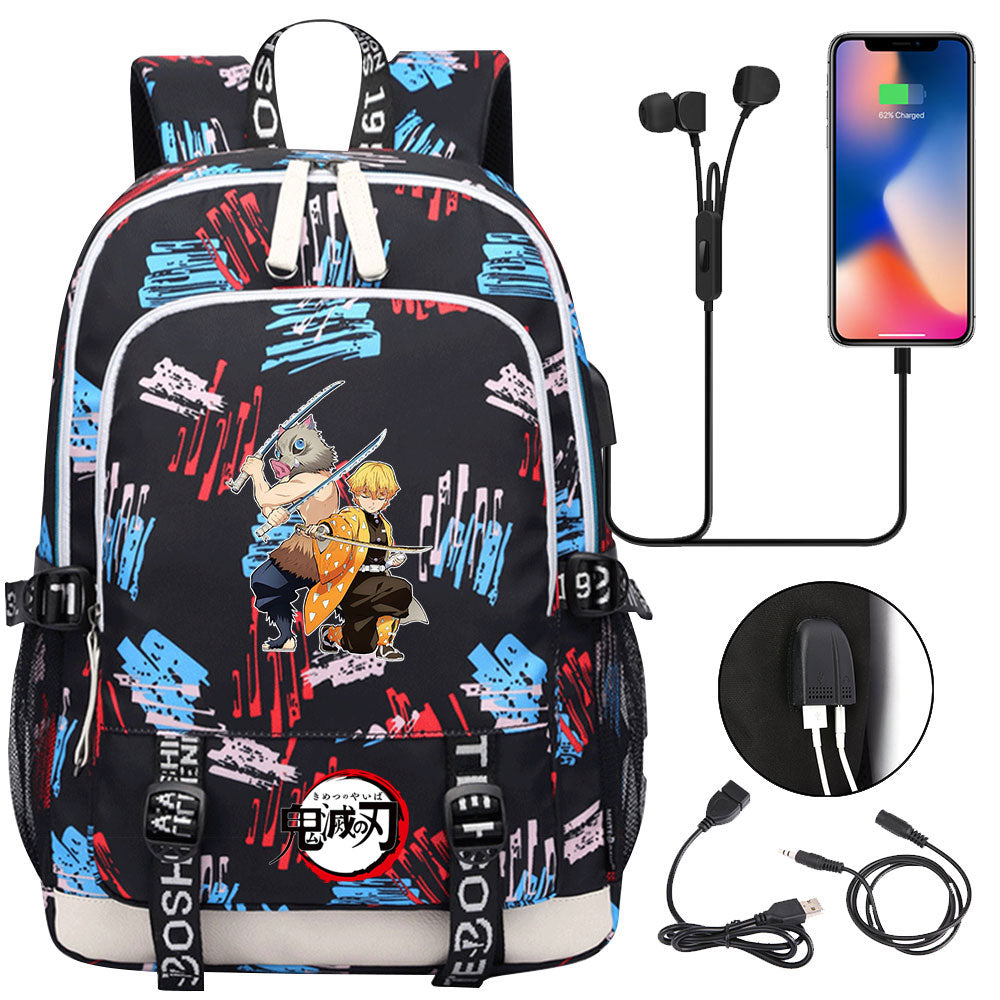 Demon Slayer Kimetsu No Yaiba USB Charging Backpack School Note Book Laptop Travel Bags