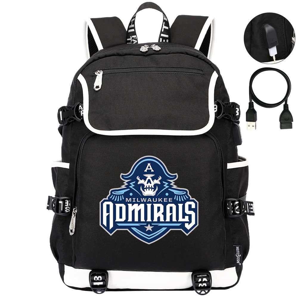 Milwaukee Admirals Hockey League Backpack School Notebook Travel Bag