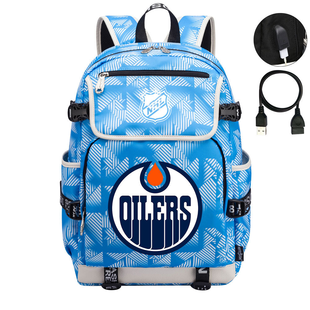 Edmonton Oilers Hockey League Backpack School Notebook Travel Bag