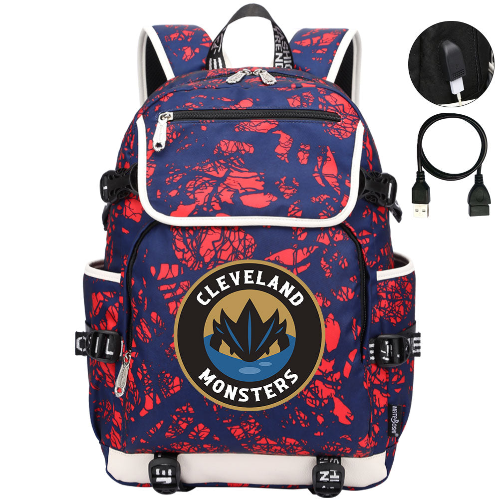 Cleveland Monsters Hockey League Backpack School Notebook Travel Bag