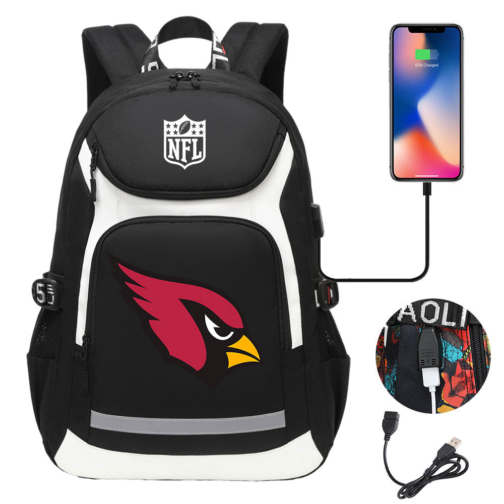 Arizona Cardinals Football Rugby Backpack School Notebook Travel Bags With USB