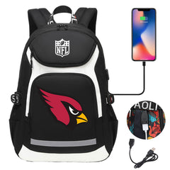 Arizona Cardinals Football Rugby Backpack School Notebook Travel Bags With USB