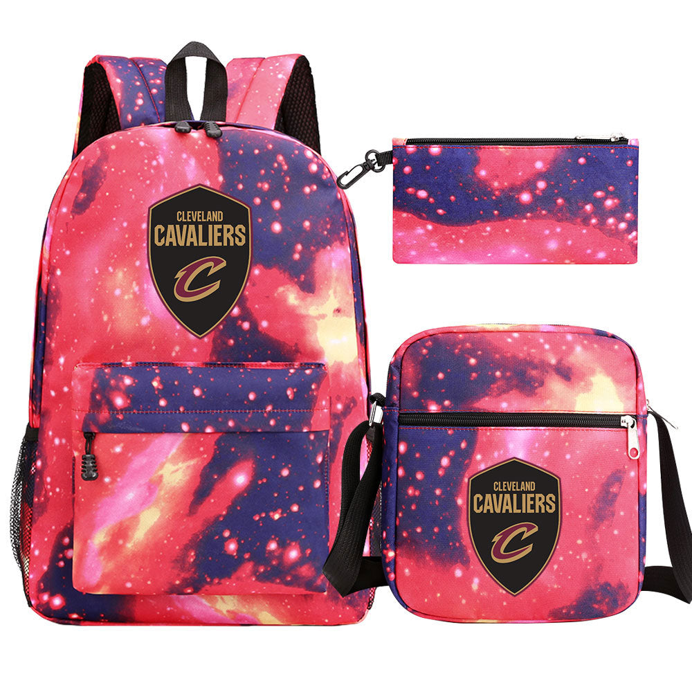 Cleveland Cavaliers Basketball School Backpack Shoulder Bag Pencil Bags 3pcs Set