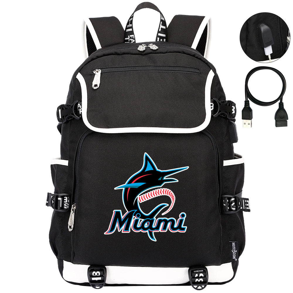 Miami Marlins Backpack School Notebook Travel Bags