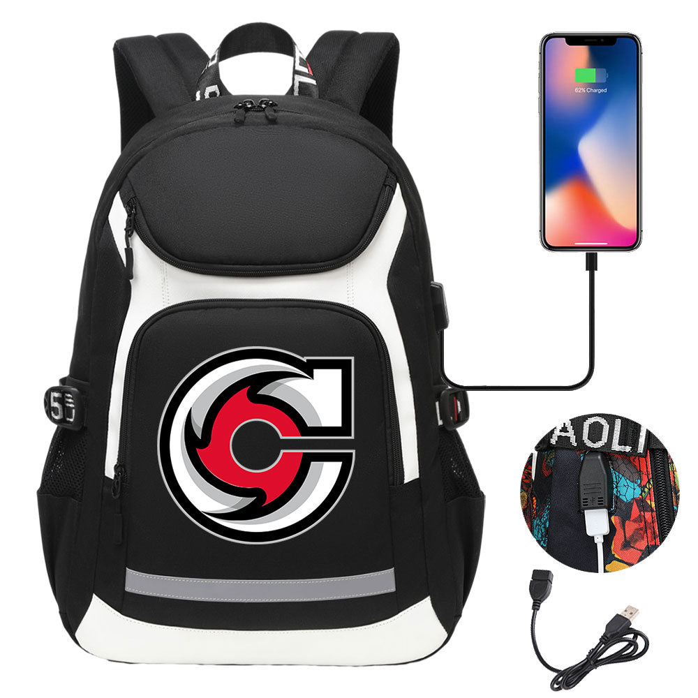 Cincinnati Cyclones Hockey Backpack School Notebook Travel Bags With USB