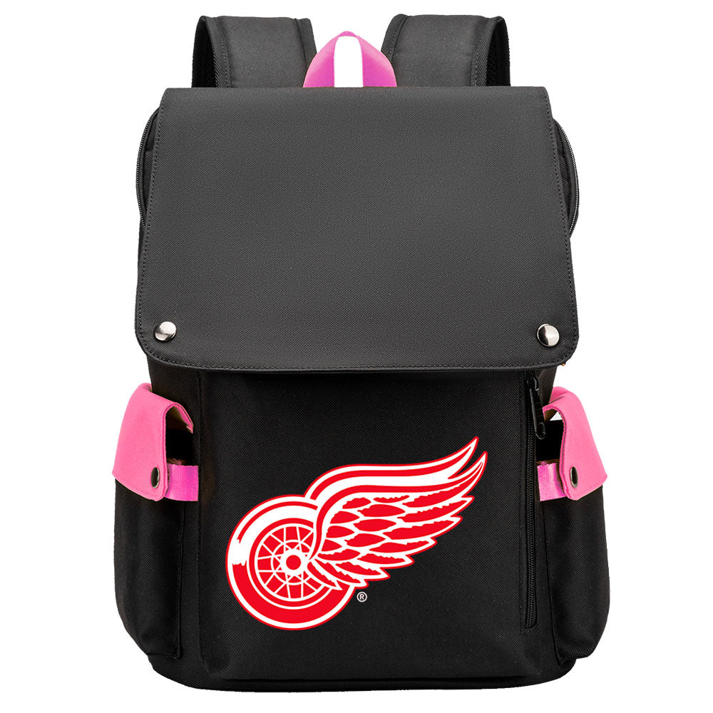 Detroit Red Wings Hockey Team School Backpack Oxford Laptop Bag