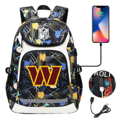 Washington Commanders Football Rugby Backpack School Notebook Travel Bags With USB
