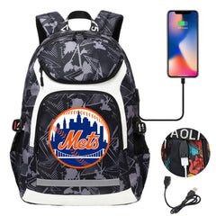New York Mets Backpack School Notebook Travel Bags With USB