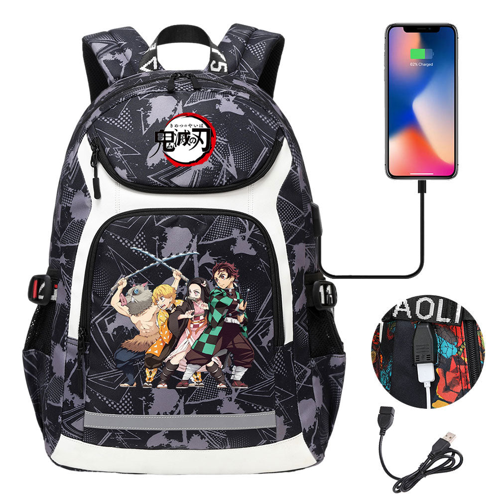 Demon Slayer Kimetsu No Yaiba Backpack School Notebook Travel Bags With USB