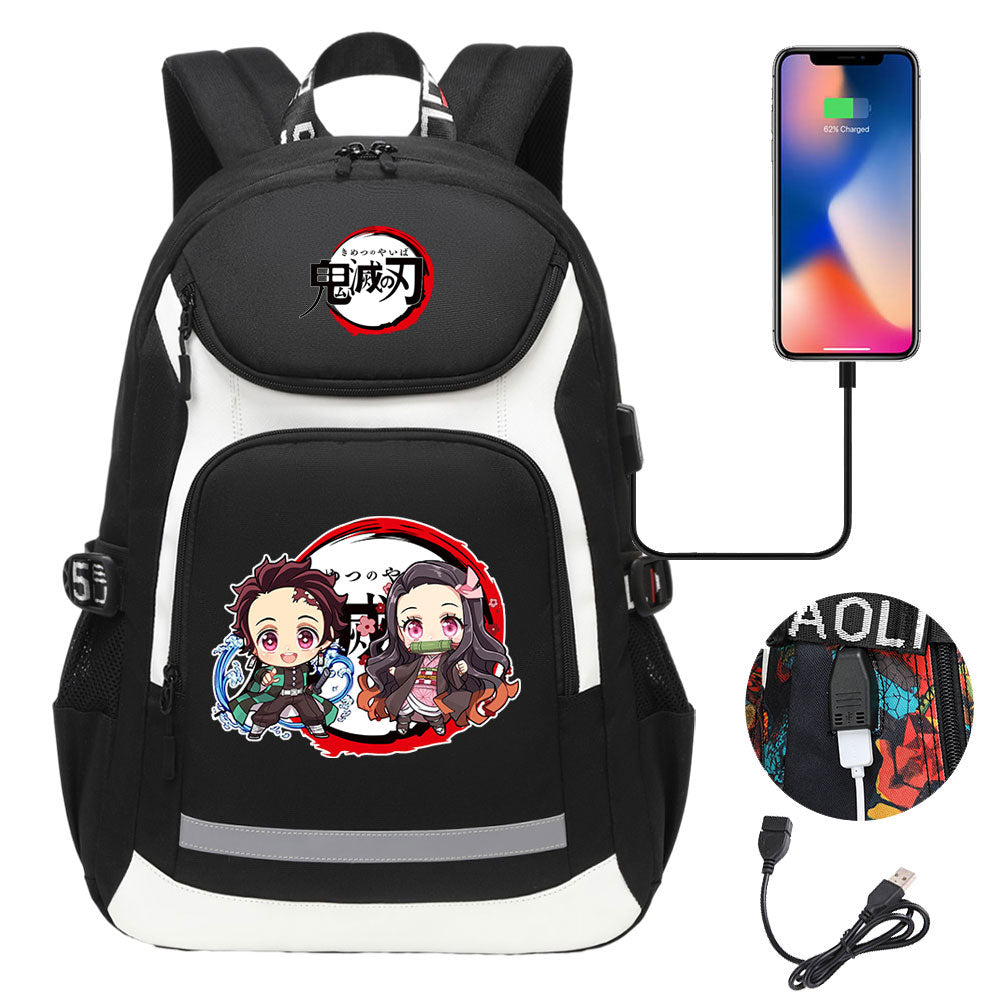 Demon Slayer Kimetsu No Yaiba Backpack School Notebook Travel Bags With USB