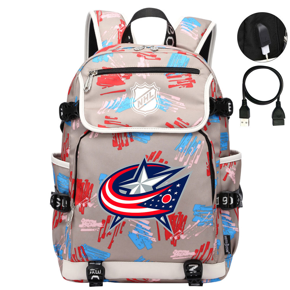 Columbus Blue Jackets Hockey League Backpack School Notebook Travel Bag