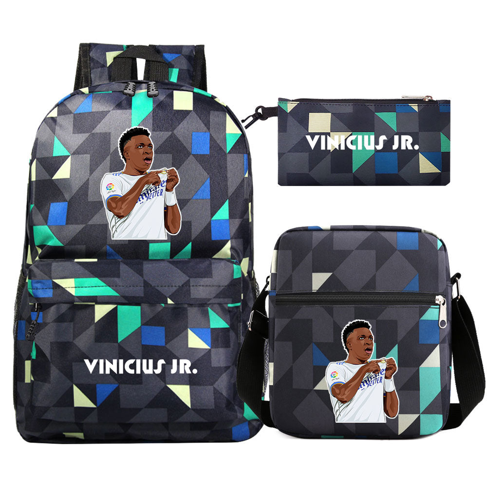 Vinicius Junior Football Player School Backpack Shoulder Bag Pencil Bags 3pcs Set