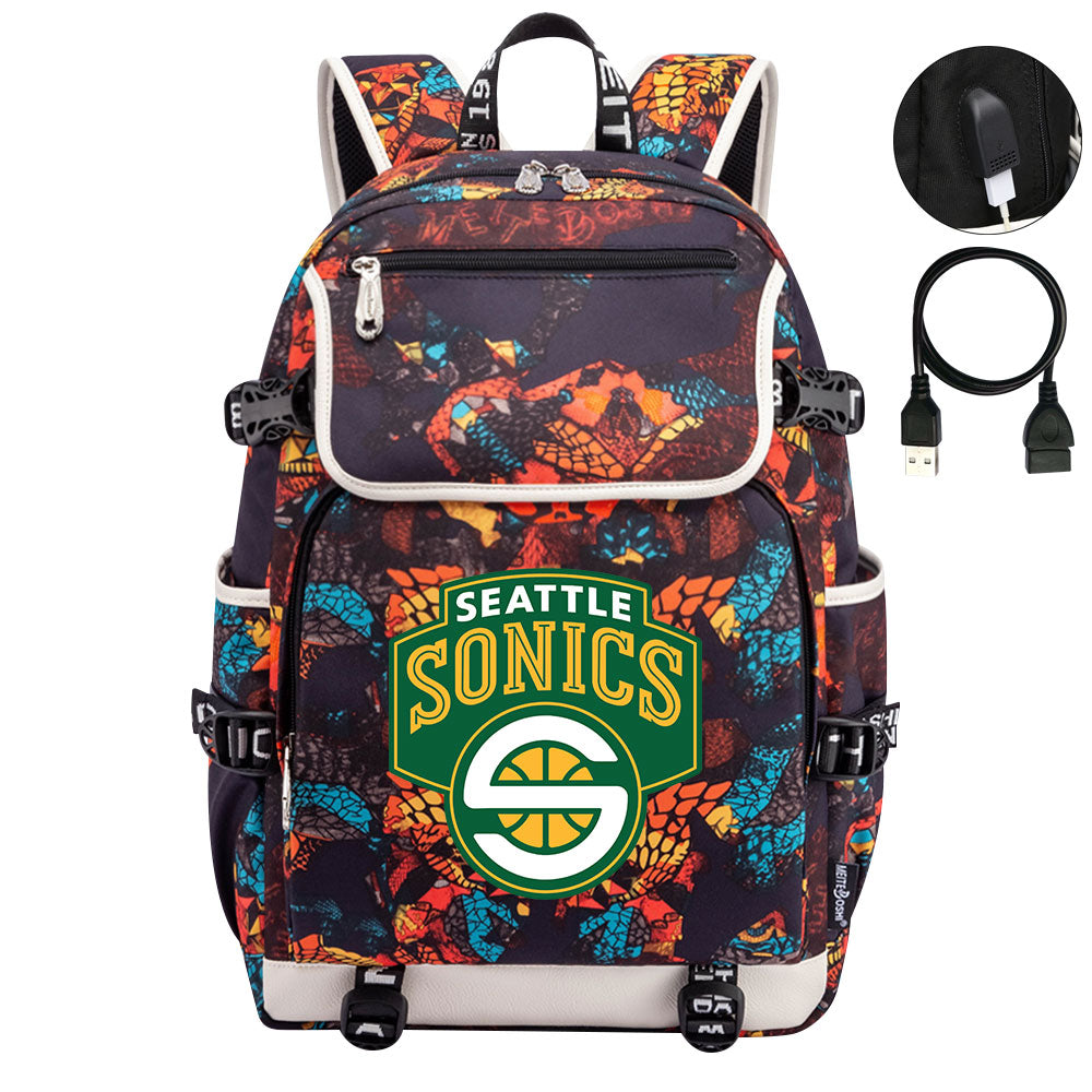 Seattle SuperSonics Backpack School Notebook Travel Bags