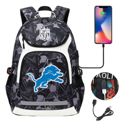 Detroit Lions Football Rugby Backpack School Notebook Travel Bags With USB