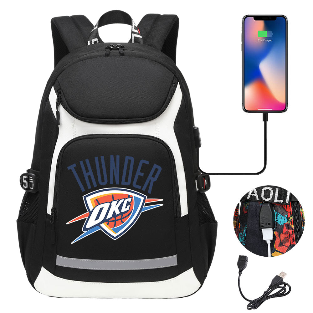 Oklahoma City Thunder Backpack School Notebook Travel Bags With USB