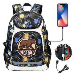 Hershy Bears Hockey Backpack School Notebook Travel Bags With USB
