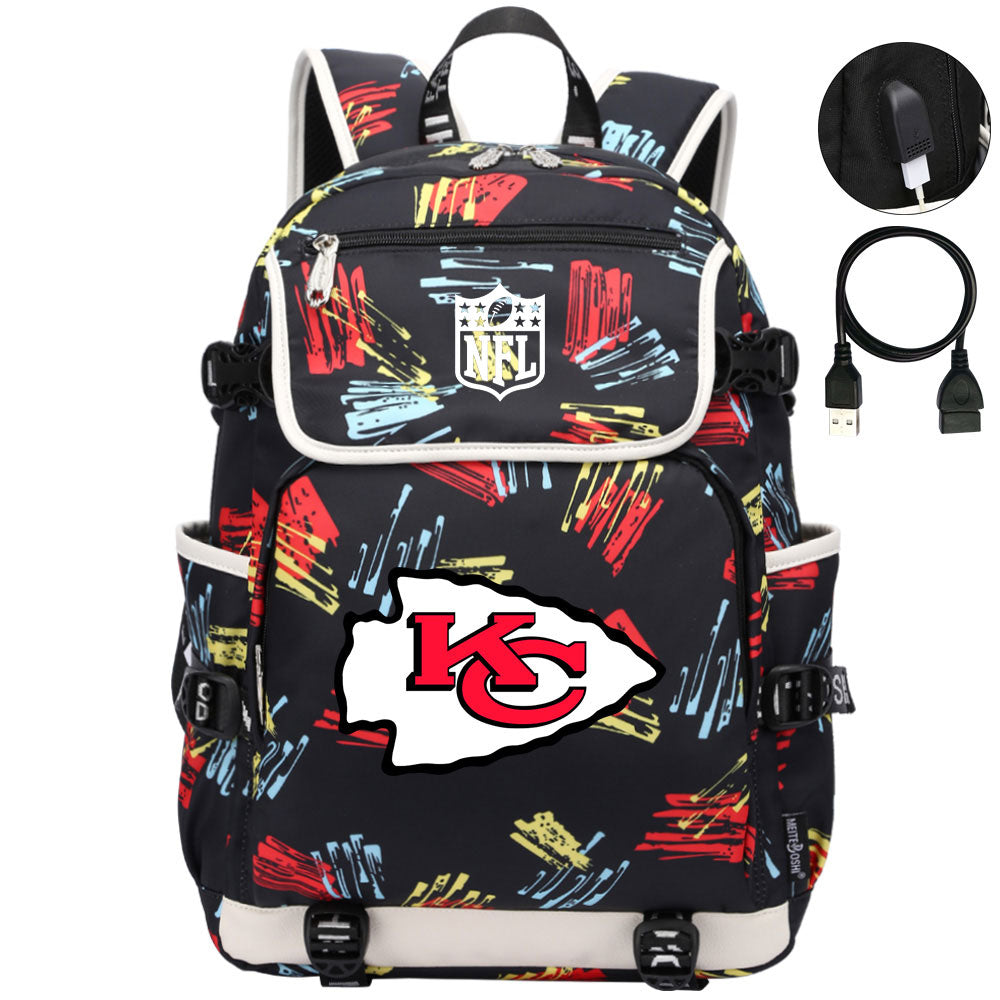 Kansas City Chiefs Football Rugby Backpack School Notebook Travel Bags